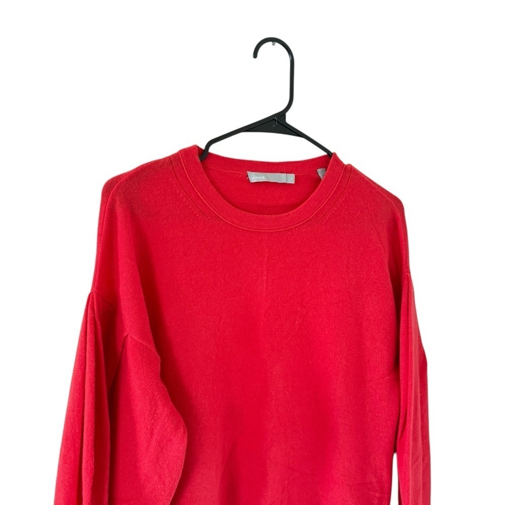 Vince Pleated Sleeve Cashmere Crew in Poppy - Picture 6 of 11